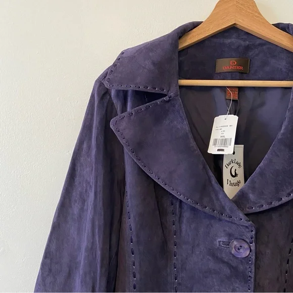Danier Purple Fringe Suede Jacket - Picture 2 of 9
